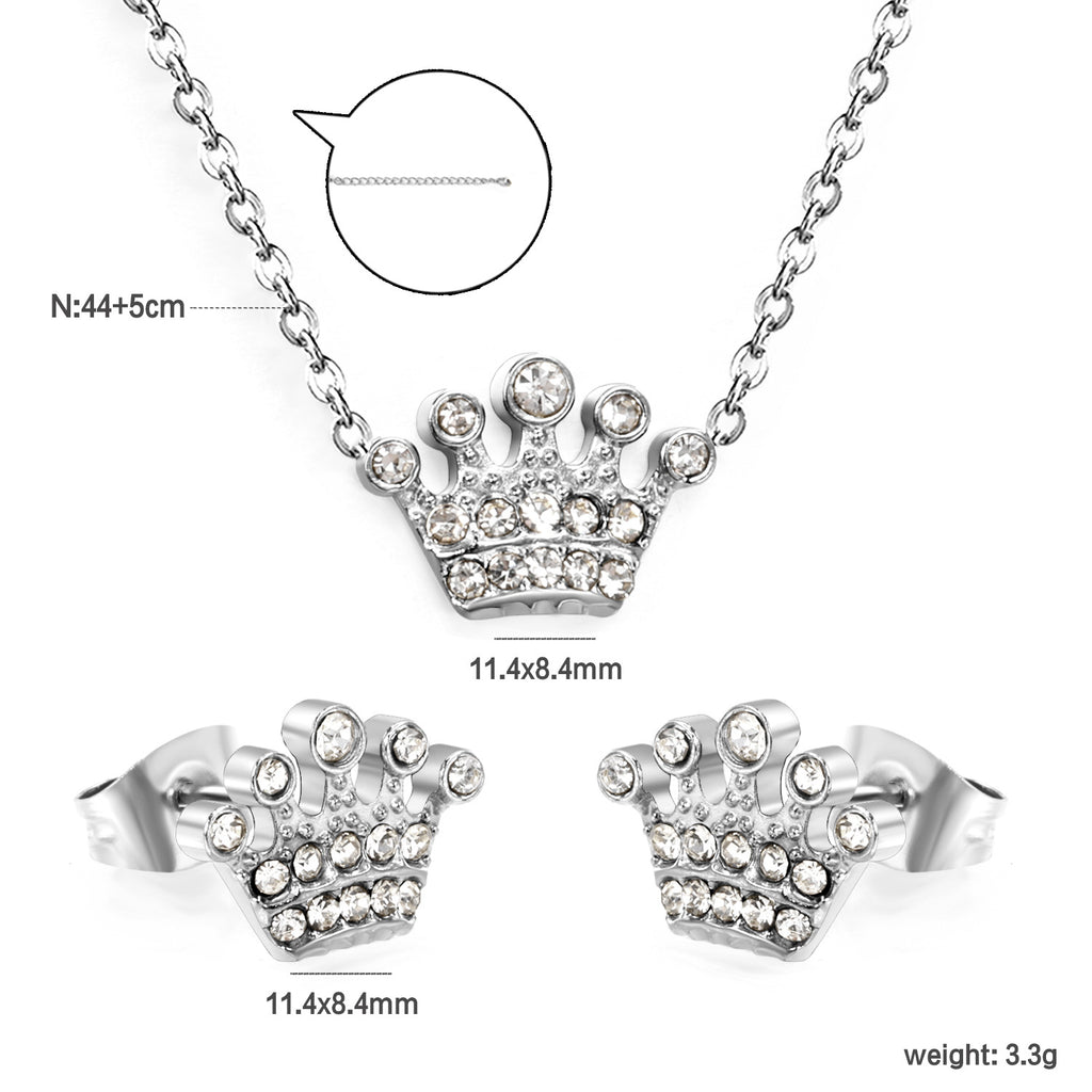 Damen Schmuckset mit Krone-Anhängern und eleganten Ohrsteckern Shop Nory