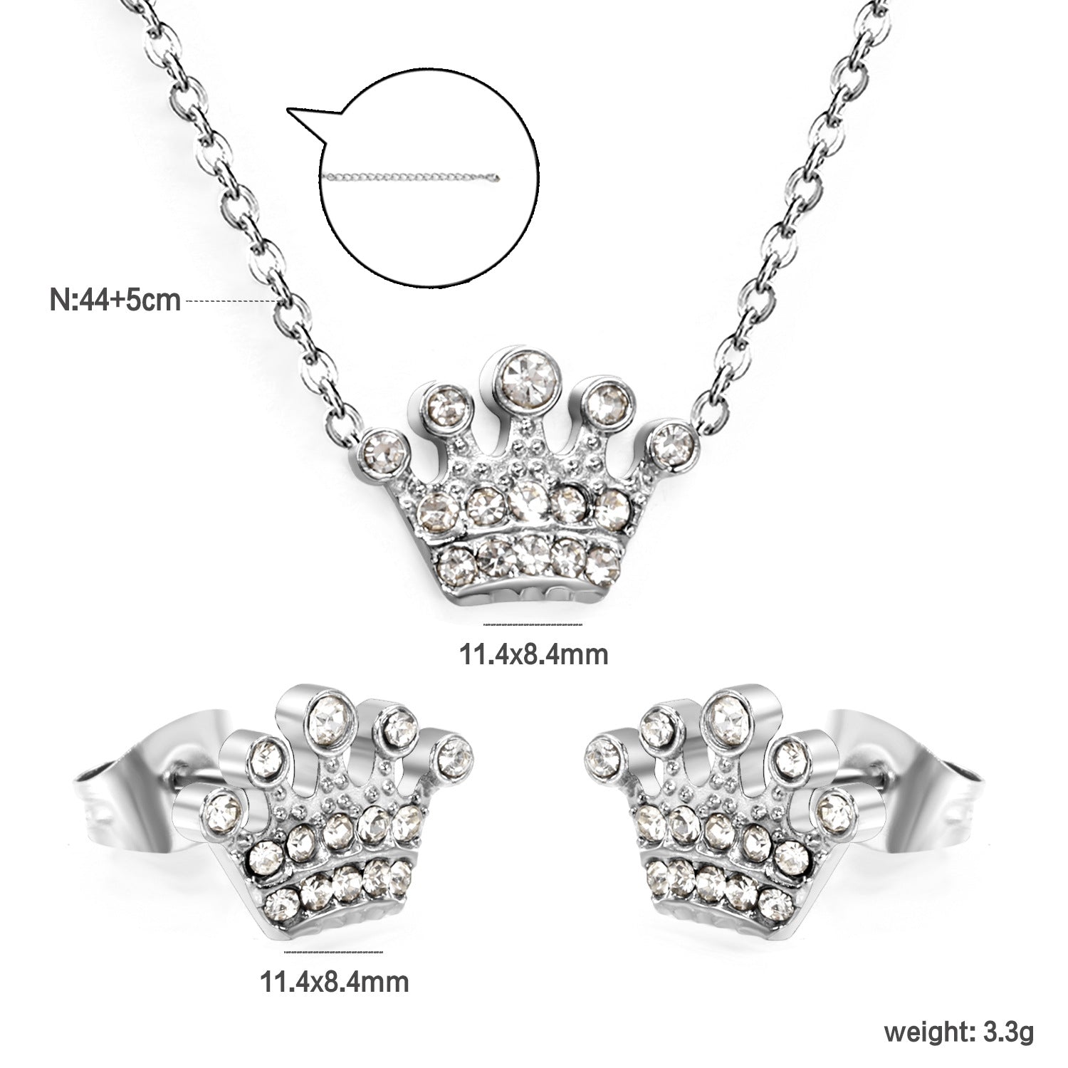 Damen Schmuckset mit Krone-Anhängern und eleganten Ohrsteckern Shop Nory