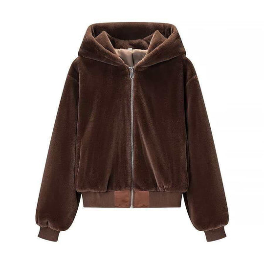 Damen Wende-Kapuzenblouson mit Plüsch- und Fleece-Seite Shop Nory