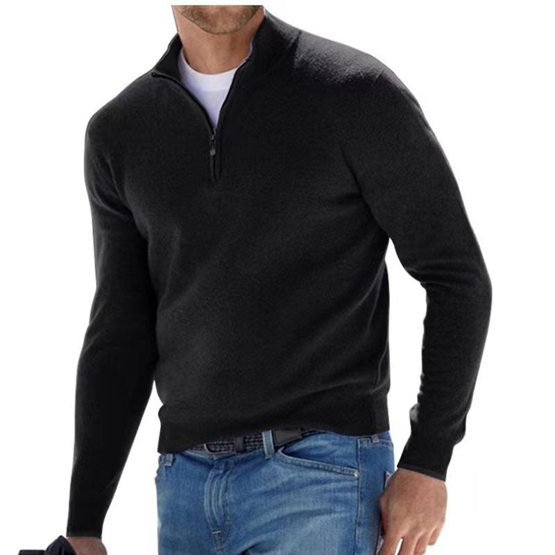 Herren Feiner Strickpullover mit kurzem Reißverschluss und Troyerkragen Shop Nory