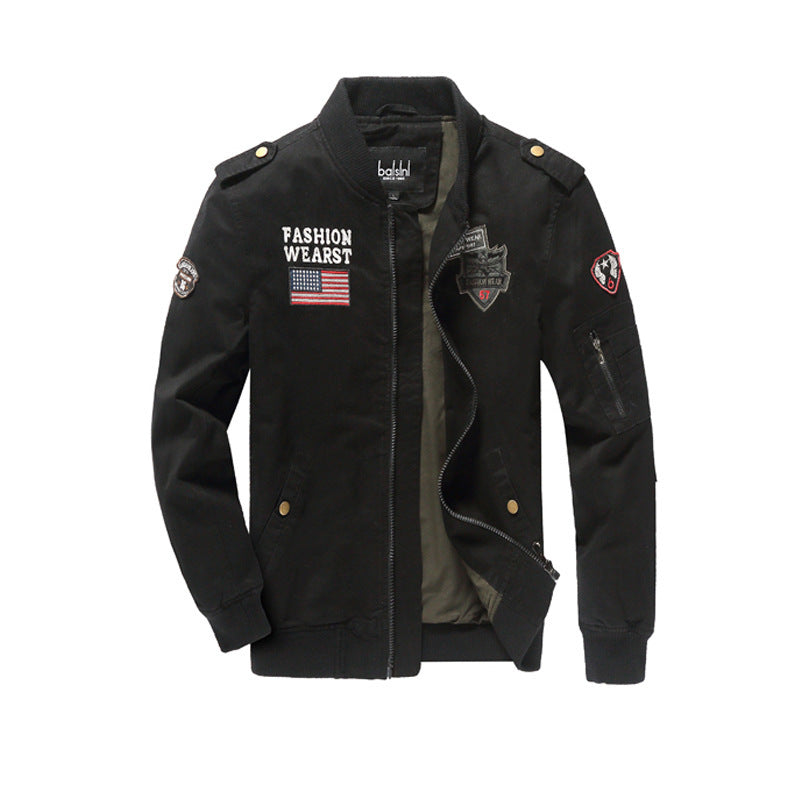 Herren Field-Bomberjacke im Pilotenstil mit Patch-Applikationen und Ärmeltasche Shop Nory