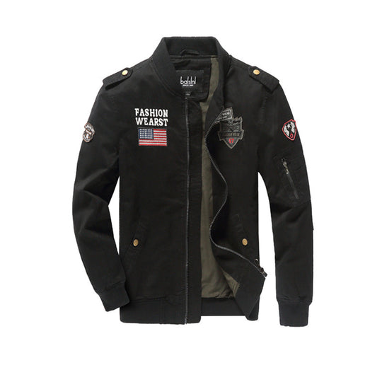 Herren Field-Bomberjacke im Pilotenstil mit Patch-Applikationen und Ärmeltasche Shop Nory