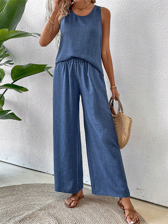Damen luftiges Sommer-Set mit gehäkeltem Rückenteil und weitem Schnitt