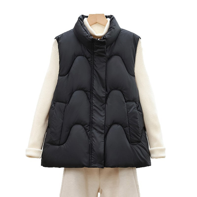 Damen nan ärmellose Steppweste mit hohem Polokragen und ergonomischer Bogensteppung Shop Nory