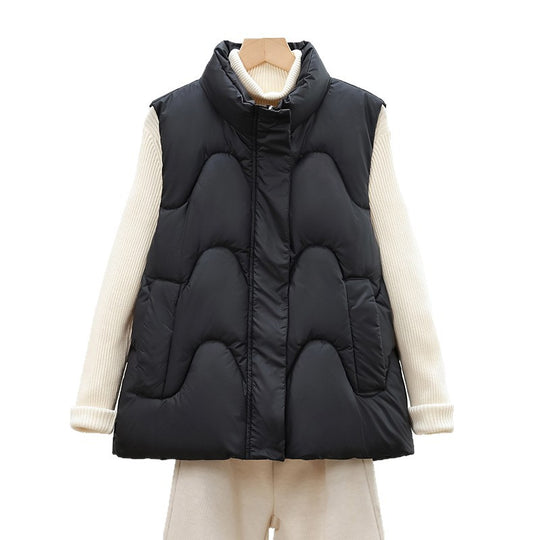 Damen nan ärmellose Steppweste mit hohem Polokragen und ergonomischer Bogensteppung Shop Nory