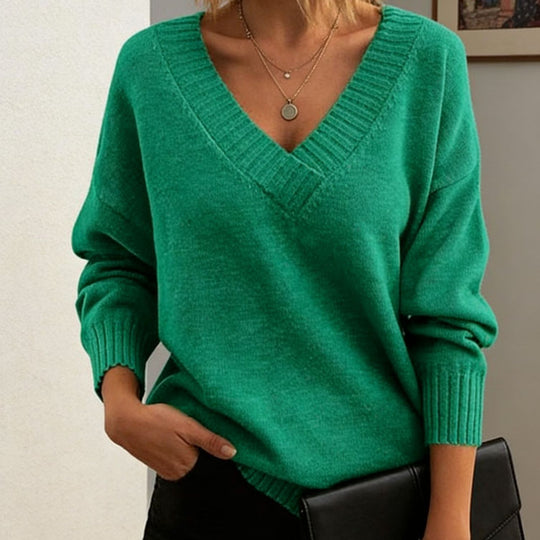 Damen Feinstrickpullover mit tiefem V-Ausschnitt und überschnittener Schulter Shop Nory