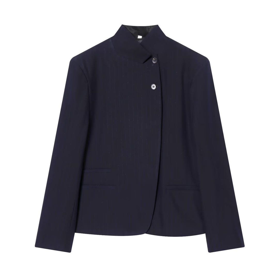 Damen Zweiteiliges Anzug-Set mit asymmetrischem Stehkragen-Blazer und weiter Palazzohose Shop Nory