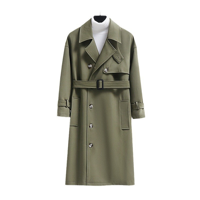 Herren Trenchcoat im modernen Wollmix mit Taillengürtel, Schalkragen und aufgesetzten Taschen Shop Nory