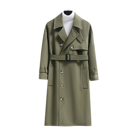 Herren Trenchcoat im modernen Wollmix mit Taillengürtel, Schalkragen und aufgesetzten Taschen Shop Nory