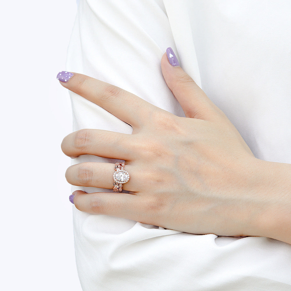 Damen Ring mit floralen Details und glitzernden Zirkonia Shop Nory