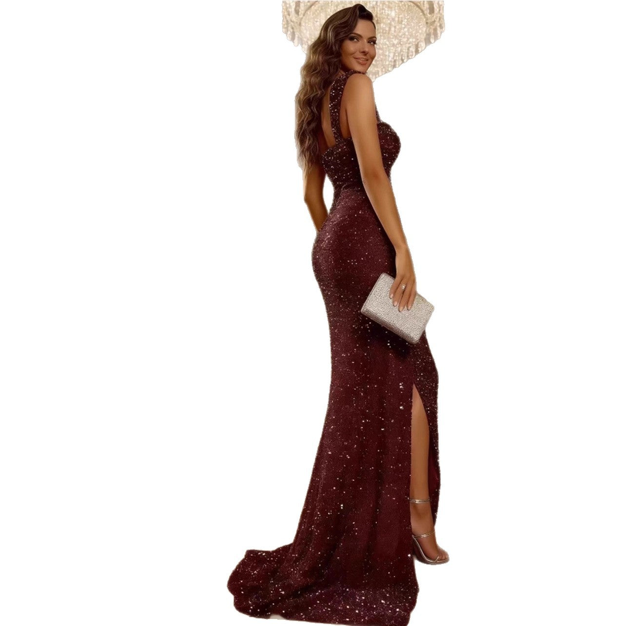 Damen Abendkleid mit funkelnden Pailletten Shopnory