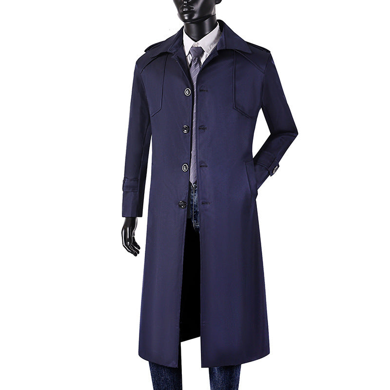 Herren Lang geschnittener Trenchcoat mit klassischem Revers und wasserabweisendem Finish Shop Nory
