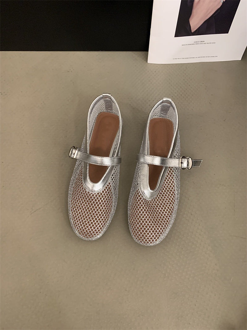 Damen Mesh-Slipper mit verstellbarem Riemen