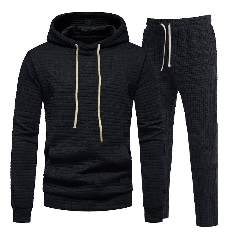 Herren Waffelstruktur-Freizeitset mit Kapuzenpullover und Tunnelzug-Jogginghose Shop Nory