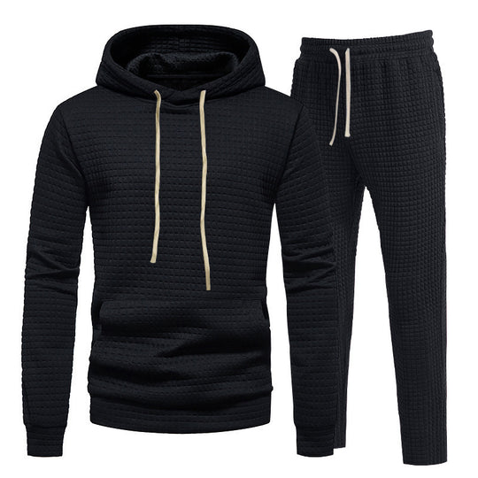 Herren Waffelstruktur-Freizeitset mit Kapuzenpullover und Tunnelzug-Jogginghose Shop Nory