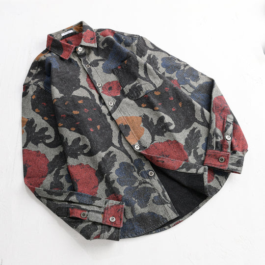 Herren Overshirt aus Flanell mit großfloraler Jacquard-Struktur Shop Nory