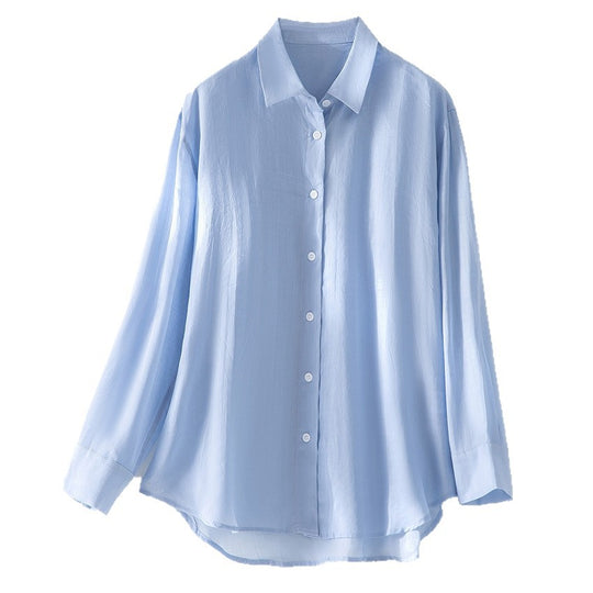 Damen Oversize-Hemdenbluse aus leichter Viskose‑Mischung mit klassischem Kragen Shop Nory