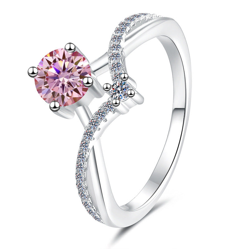 Damen Verlobungsring mit schwarzem Hauptstein und funkelnden Zirkonia-Elementen Shop Nory