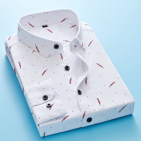 Herren Slim-Fit Business-Hemd mit feinem botanischem Print und Kentkragen Shop Nory