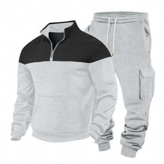 Herren Freizeit-Trainingsanzug mit Steppkragen und Cargo-Jogger Shop Nory