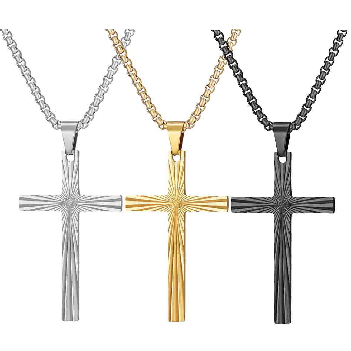 Damen Anhänger aus hochwertigem Edelstahl im modernen Kreuz-Design Shop Nory