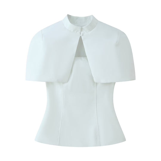Damen Top mit Capelet-Überwurf und taillierter Peplum‑Silhouette Shop Nory