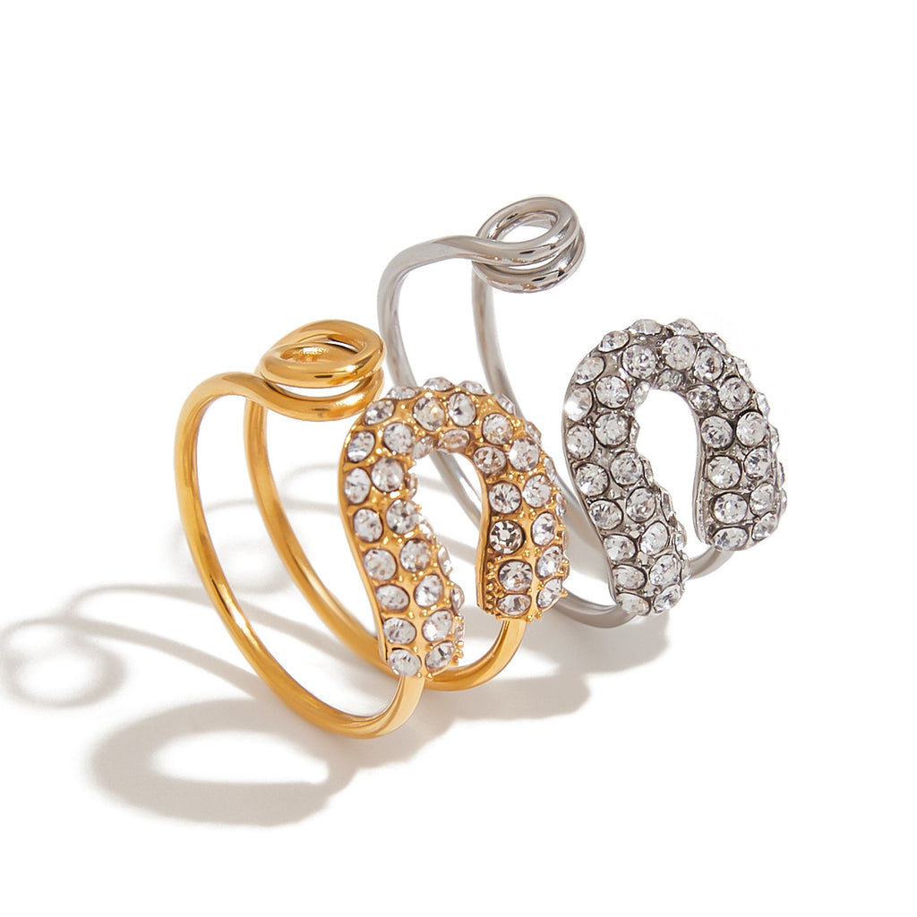 Damen Offener Ring mit funkelndem Zirkon und modernem Design Shop Nory