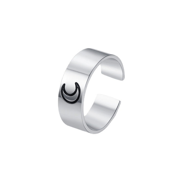 Damen Offener Ring aus Edelstahl mit elegantem Halbmond-Design Shop Nory