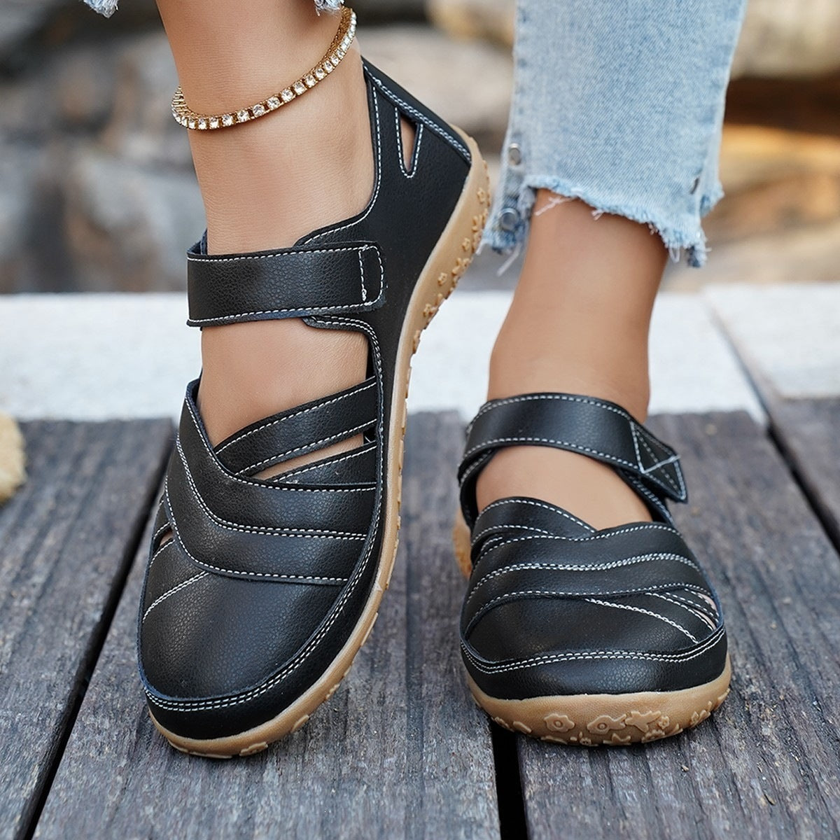 Damen Clogs mit verstellbaren Riemen und rutschfester Sohle