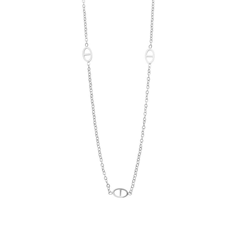 Damen Halskette mit filigranem ovalem Design und modernen Elementen Shop Nory