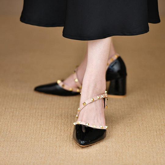 Damen Elegante Strapschuhe mit dekorativen Nieten