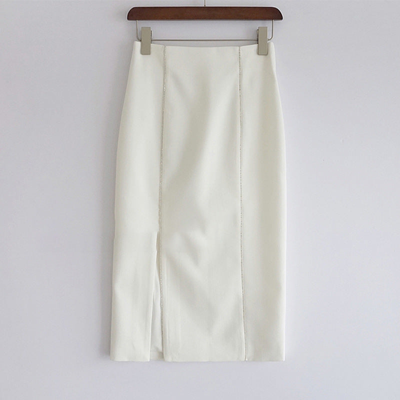 Damen Eleganter Bleistiftrock mit seitlichem Schlitz und feinem Stoff Shop Nory
