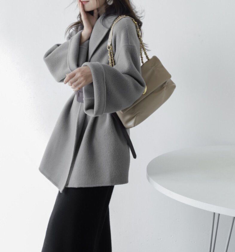Damen Modischer und eleganter Mantel mit Gürtel Shop Nory