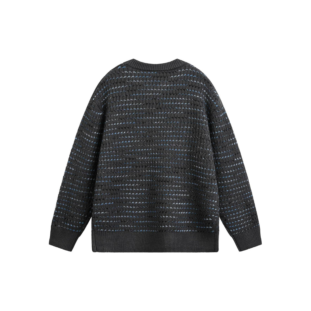 Damen Grobgestrickter Oversize-Pullover mit Rundhalsausschnitt und Strukturstreifen Shop Nory