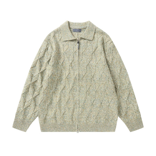 Damen Grob strukturierter Strick‑Zipcardigan mit Hemdkragen Shop Nory