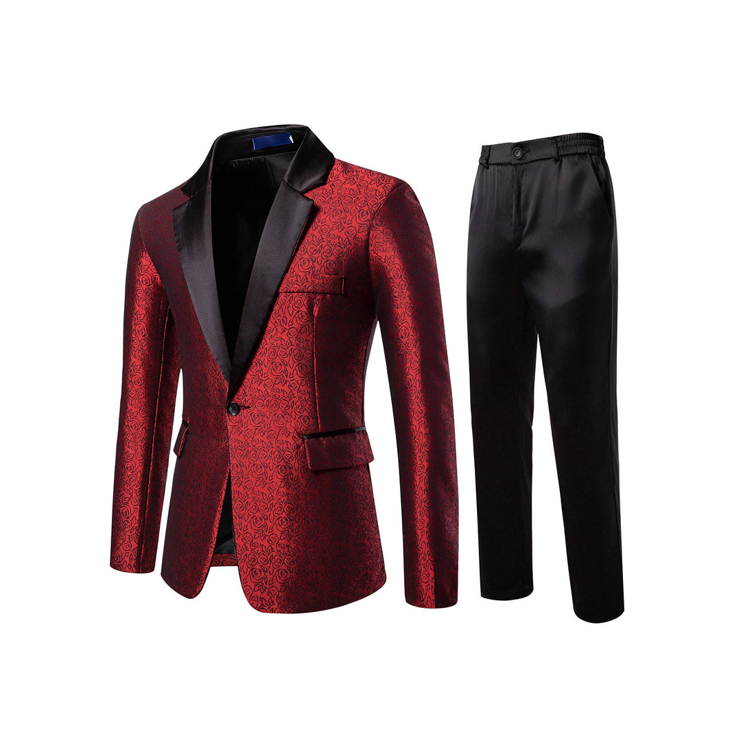 Herren Zweiteiliges Smoking-Set mit gemustertem Sakko und Satinrevers Shop Nory