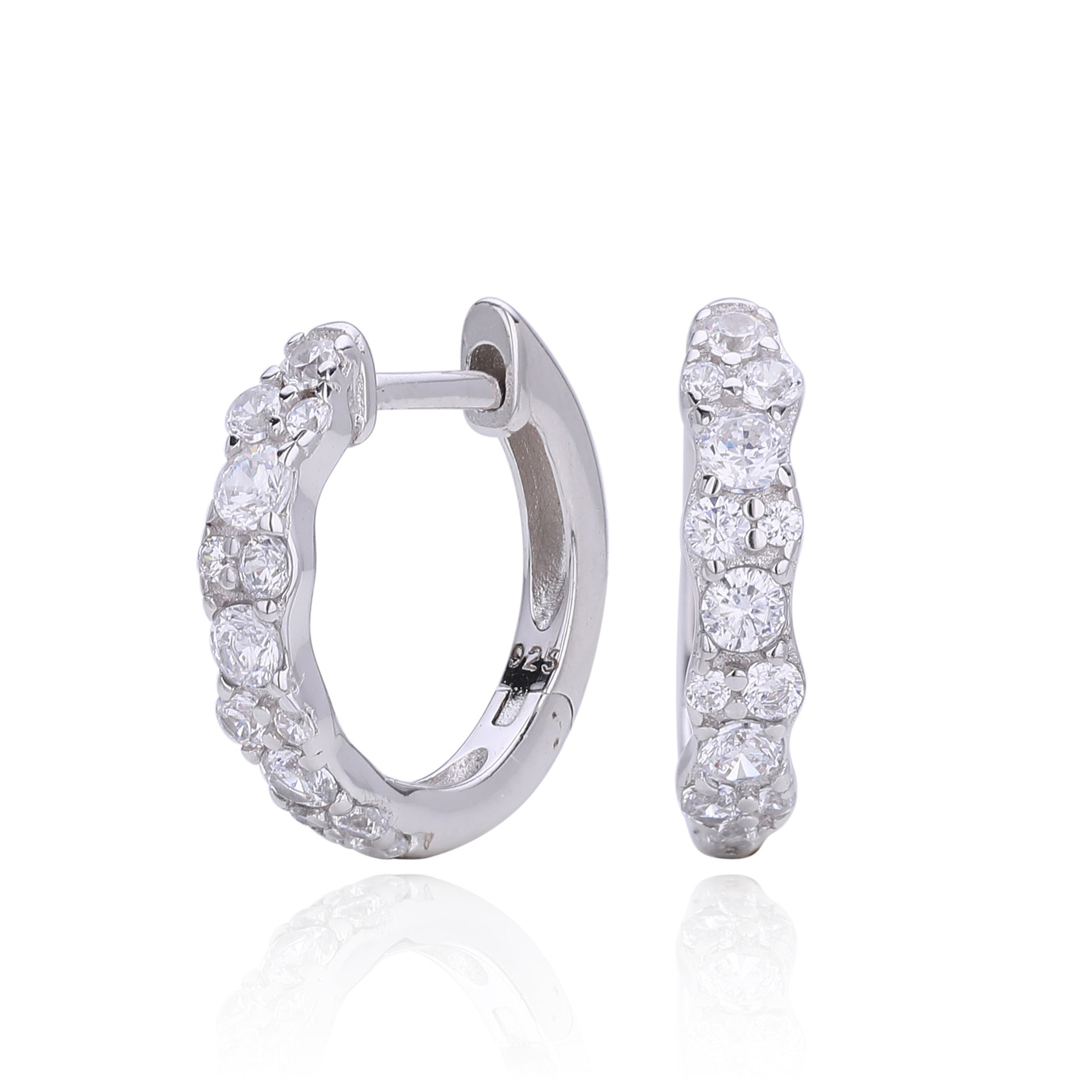 Damen Creolen mit funkelnden Zirkonia aus hochwertigem 925 Sterling Silber Shop Nory