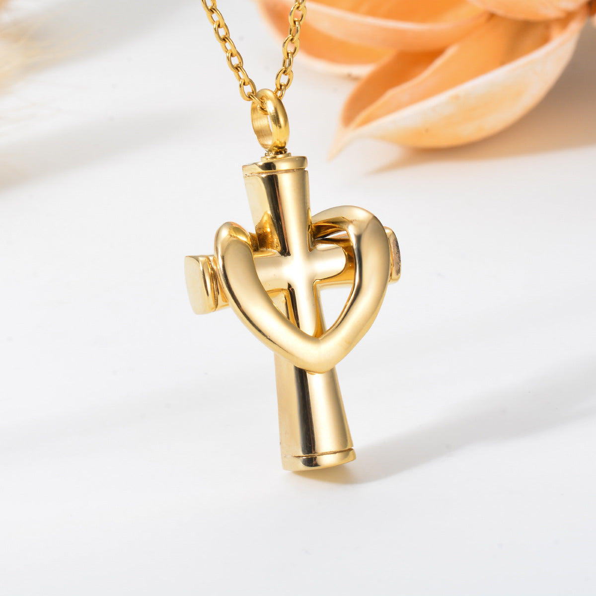 Damen Herz-Kreuz Anhänger mit Gliederkette Shop Nory