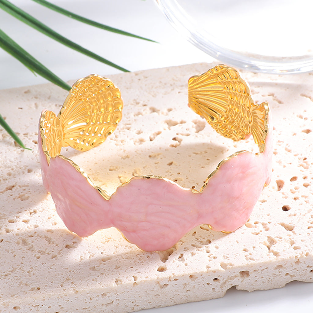 Damen Eleganter Muschel-Armband aus feinem Metall und Epoxidharz Shop Nory