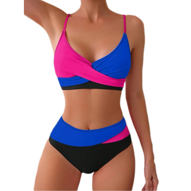 Damen Hochtailliertes Bikini-Set mit Kreuzband-Design