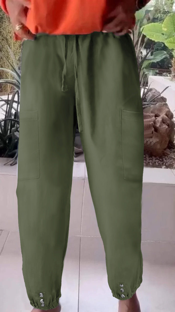 Damen Cargo-Jogginghose mit Kordelzug, aufgesetzten Taschen und Knopfmanschetten Shop Nory