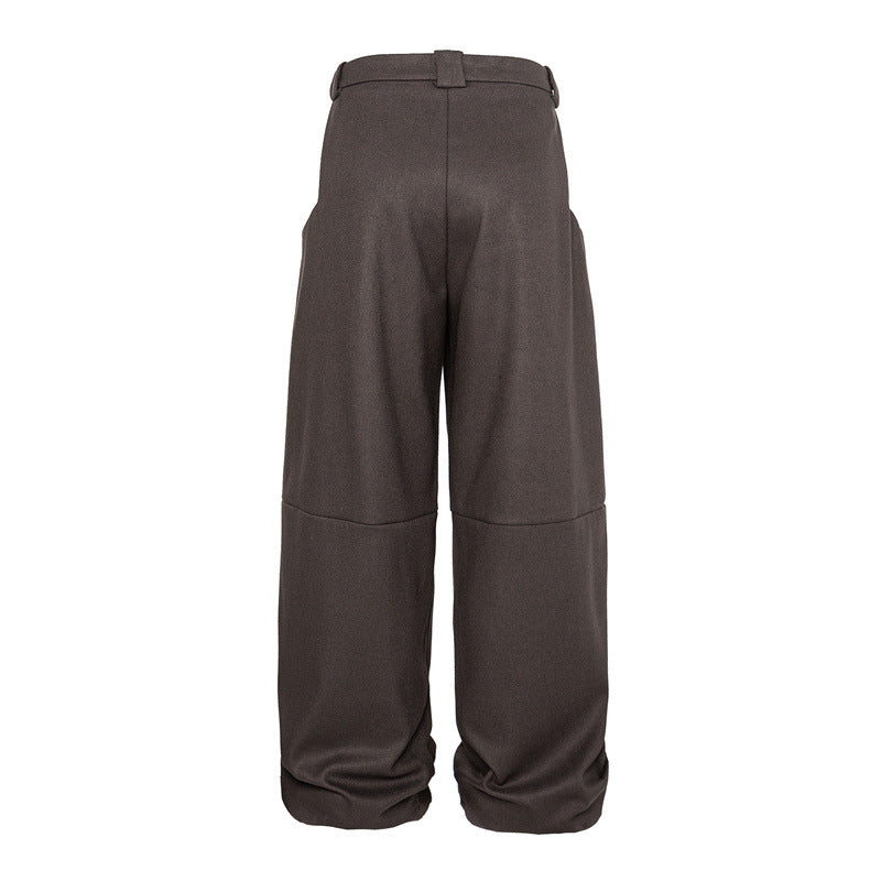 Damen Weite Bundfalten-Hose im Palazzo-Stil mit hoher Taille und Umschlagbund Shop Nory