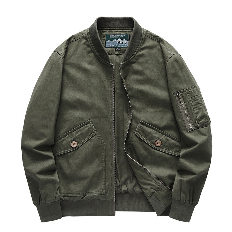 Herren Canvas-Bomberjacke im Utility-Fieldstil mit Ärmeltasche, Pattentaschen und geripptem Bund Shop Nory