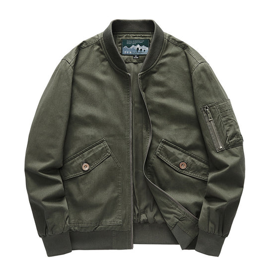 Herren Canvas-Bomberjacke im Utility-Fieldstil mit Ärmeltasche, Pattentaschen und geripptem Bund Shop Nory