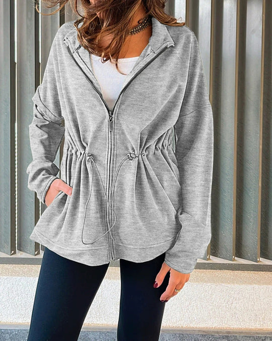 Damen Kapuzenjacke mit Taillen-Zugband, Reißverschluss und Eingrifftaschen Shop Nory
