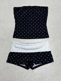Damen Bandeau-Badeanzug mit Polka Dots und Shorts