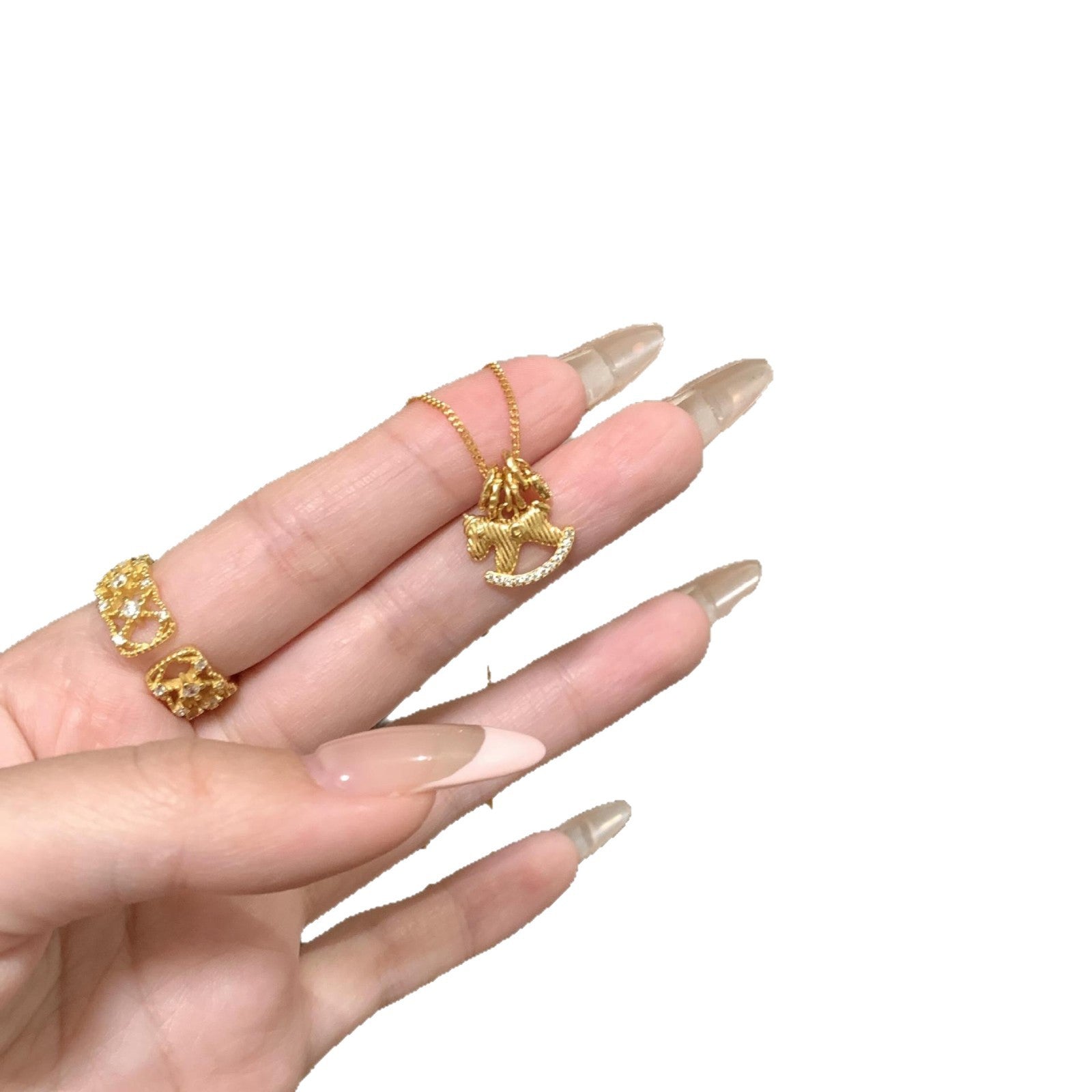 Damen Halskette mit filigranem Pferdemotiv und funkelndem Zirkonia Shop Nory