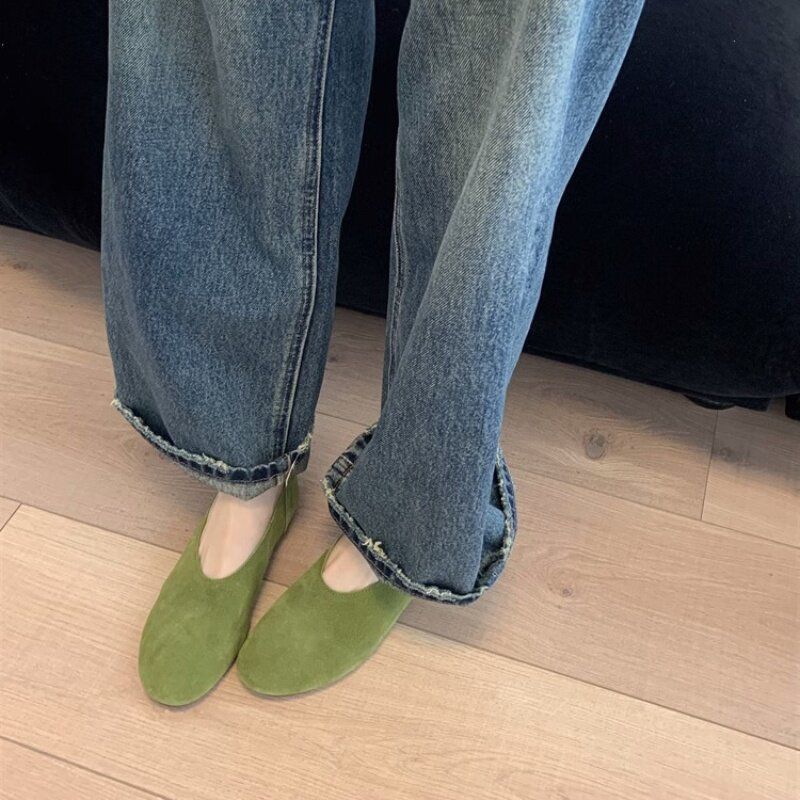 Damen Minimalistische Wildleder-Ballerina-Slipper mit gepolstertem Komfortfußbett Shop Nory