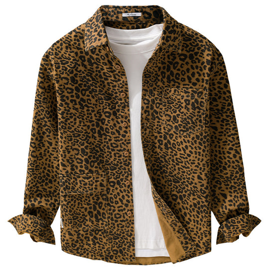 Damen Oversized Hemdjacke im Leo‑Design mit aufgesetzten Taschen Shop Nory