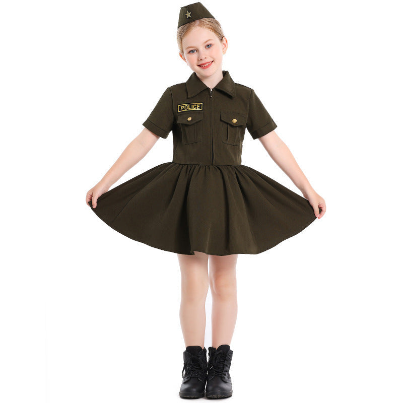 Mädchen Polizei-Kostümkleid mit Rock und Mütze Shop Nory